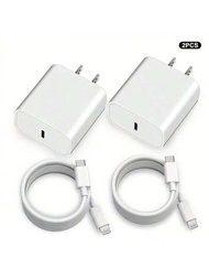 20W快充充電器套裝，PD 20W充電器適用於iPhone 14/13/12/11/iPad/Airpods，附100cm / 3.3ft QC數據線和壁式充電器