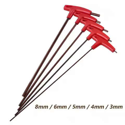 Extra Long Type Hex Keys Set 3/4/5/6/8mm Allen Keys Hand Tool Hexagon Set T Handle Flat Wrench Repai