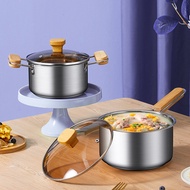 Stainless Steel Deepening Milk Pot Baby Pan Baby Food Pot Non-Stick Pan Monolever Induction Cooker Instant Noodle Pot