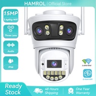 Hamrol Three Lens Three Screen 15MP PTZ WiFi IP Camera 5G&2.4GHZ Two Way Audio Outdoor CCTV O-KAM