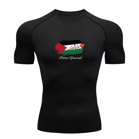 Palestine Print Compression Shirt Men Fitness Gym Sport Running T-Shirt Rashgard Tops Tee Quick Dry 