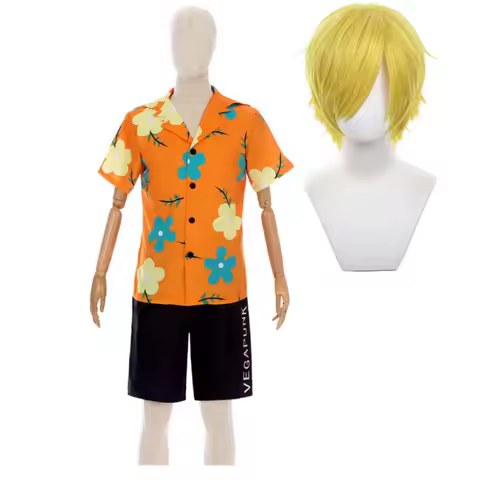 Man Halloween Carnival Anime Egghead Island Disguise Fantasy Sanji Cosplay Yellow Shirt Pants Costum