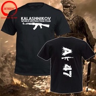 Ak47 Journey of Destruction Printed T-shirt Military Gun Fans Cotton Round Neck Short Sleeve