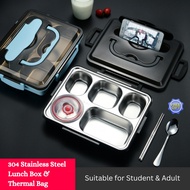 Lunch Box Stainless Steel Kids Adult School Keep Warm Microwavable With Bag Spoon Tahan Panas Dengan