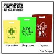 Jasa Kustom Sablon Tas Kain Spunbond Goodie Bag Model Oval Ukuran Besar Kecil 20x26 25x35 30x40 Ceta