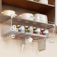 廚房置物架 吊櫃 可伸縮收納櫃 內分層懸掛式掛籃櫥櫃 下掛架 儲物(平行進口）（快遞送貨上門）