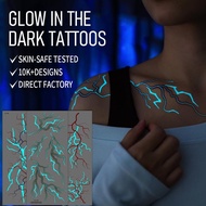 240*105mm Glow-in-the-dark Pattern Halloween Tattoo Vascular Sticker Lightning Realistic N1z4