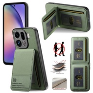 RFID Blocking Leather Back Cover for Oppo Find X8 Pro / X8 / X9 Pro / X9 | Card Slots Kickstand Magn