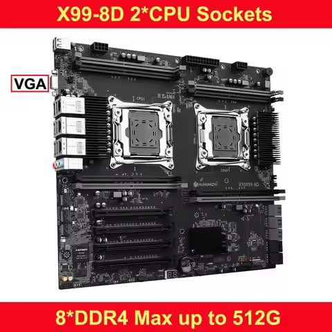 HUANANZHI X99-8D LGA2011-3 Dual CPU Server Motherboard For XEON CPU E5 V3&V4 M.2 NVME SSD Slot IPMI 