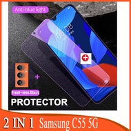 Samsung C55 5G Tempered Glass For Samsung A05 A05s A55 A35 A25 A15 A54 A34 A14 M55 A73 A53 A33 A72 A42 A32 A22 A12 A02 A02s A71 A51 5G 4G 2 in 1 Anti Blue Ray Screen Protector Film