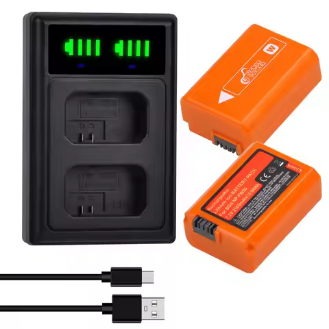 NP-FW50 Battery for Sony ZV-E10 ZVE10 Alpha a6500 a6300 a6000 a5000 a3000 NEX-3 a7R, USB Charger for