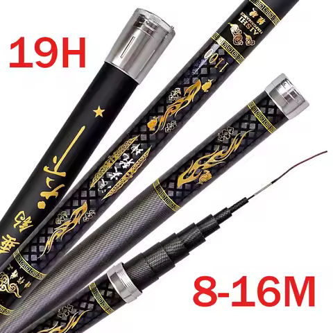 8M-16M Super Light Long Hard 19H Carbon Fiber Hand Fishing Rod high Quality Telescopic Fishing Pole 