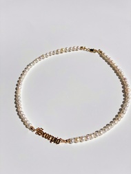 Valleydarley - สร้อยคอไข่มุกน้ำจืด Zodiac sign 14k gold plated