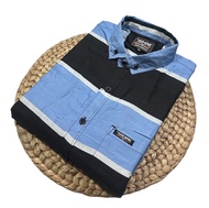 [COD] PROMO kemeja lengan pendek pria motif salur kemeja pria lengan pendek distro kemeja lengan pen