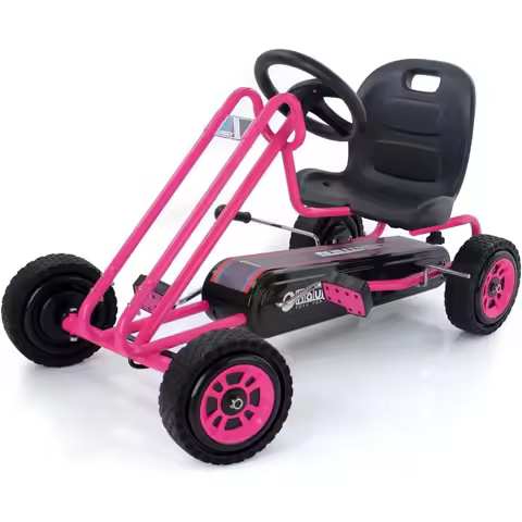 hauck Pedal Go Kart 4 Wheel Bike Cart Ages 4-8 Lightning Ride Pink - Outdoor Bicycle Karts with Plas