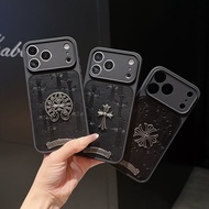 Chrome Soft Leather Retro Cross DIY phone cases for iphone 17 Pro Max 16 Pro Max 15 Pro Max 14 Pro M