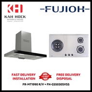 FUJIOH FR-MT1990 R/V 900MM CHIMNEY HOOD W GLASS PANEL (GLASS BLACK) + FH-GS5030 SVSS STAINLESS STEEL GAS HOB BUNDLE