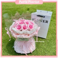 Paris- ecuado wax flower bouquet of 12 glass paper flowers from Paris as a birthday gift, for girlfr