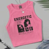 เสื้อกล้ามสวมใส่ตัวเล็ก ลายพิมพ์ ถักพิมพ์ สำหรับสตรี ENERGETIC I KNOW WHERE I'M FROM AND WHERE I'M G