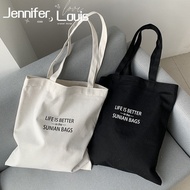 JENL Women Sling Bags with Simple Letters Print Portable Canvas Bag Zipper Shoulder Bag Casual Shopping Laptop Bag