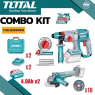 Total Combo Set (คอมโบเซ็ท) ชุดที่ 27  สว่านโรตารี่ไร้สาย+เครื่องเจียรไร้สาย+แบต20V 4.0Ah 2ก้อน  รุ่