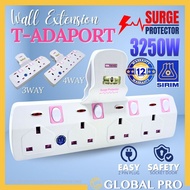 [SIRIM] T-ADAPORT Trailing Extension Socket Extension SIRIM Extension Socket Easy 2 Pin Plug Surge P