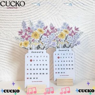CUCKO Countdown Calendars,  Year Vase Shaped Bloomy Flowers Desk Calendar, Portable Gift Office Desk Decor Desk Calendar Desktop Flip Calendar Home