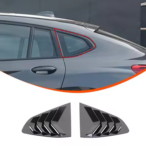 For BMW X4 2018-2023 G02 Rear Side Window Vent Louvers Triangle Cover Gloss Black ABS Shutter Decora