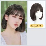 Tóc Giả TSE tóc ngắn kín đầu mùa hè của phụ nữ tóc lượn sóng tóc mái ngang không khí tóc thật đầy đủ