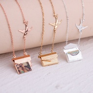 Diy Envelope Necklace Custom Insert Colorful Photo card charm necklace Mail Necklace Jewelry Gift