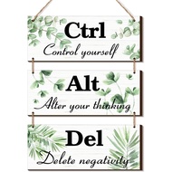 Qunclay 3 Keping Hiasan Dinding Pejabat Daun Hijau Kayu Hiasan Kubikel Gantung Desa Musim Panas Insp