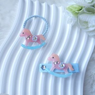 手繪木馬髮飾 髮圈髮夾 熱縮片滴膠 UV Resin hair accessories