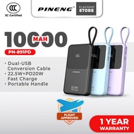 [3C Certified] Pineng PN-891PD 10000mAh 22.5W Fast Charge Portable Powerbank w/ Built-in Cable PN891