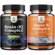 Bundle of Nootropic Memory Supplement for Brain Support and Vitamin B Complex Adult Multivitamin - V