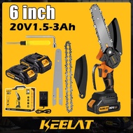 KEELAT 6 Inch Mini Chainsaw Battery Electric Cordless Chain Saw Pruning Gergaji kayu Garden Logging 