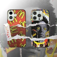 Basquiat Graffiti M Label Electroplated Photo Frame Hard Shell Phone Case Suitable For IPhone17 AIR 