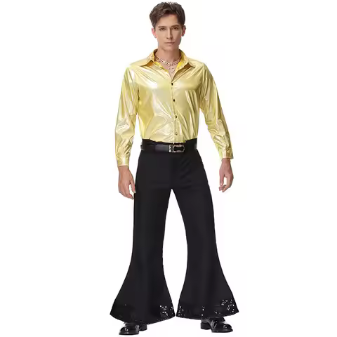 Halloween Bell Bottoms Performance Clothing 70s Disco Hippie Men's Nostalgic 80s Costume