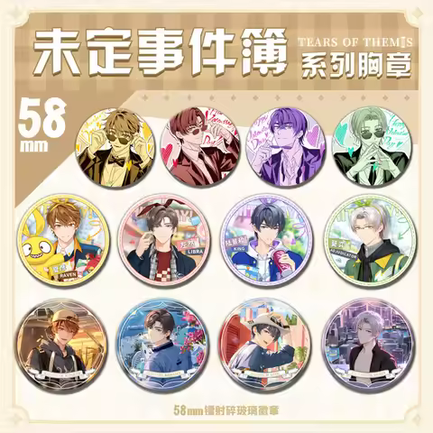 Tears of Themis 40 Styles Luke Artem Vyn Marius 58mm Laser Pin Badge Cosplay Accessories for Clothes