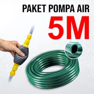 Paket Pompa Air Selang 15 Meter Hijau Anti Lumut Alat Sedot Air Minyak Bensin Mobil Motor COD