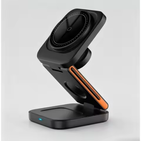 Fast Magnetic 3-in-1 Foldable Wireless Charging Station Stand for iPhone 12-17, Apple Watch 6-8, Air
