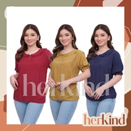 HERKIND FASHION JULISSA BASIC DAILY PUFF CHALLIS CASUAL OFFICE WOMEN BLOUSE TOP 1842