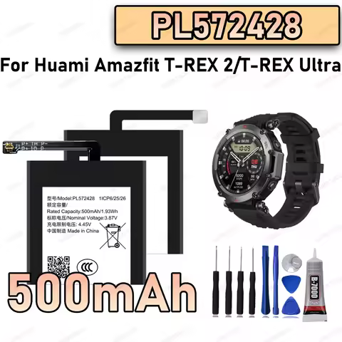 100% New Zero Cycle PL572428 Battery For Huami Amazfit T-REX 2/T-REX Ultra Smart Watch Bateria +Free
