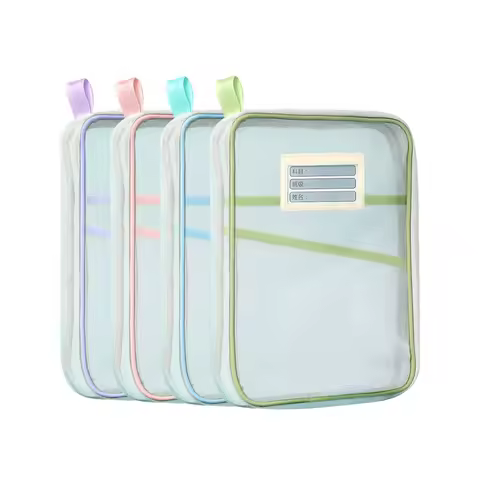 L-Type Double Zipper Large Capacity Books Homework Organizer A4 File Folders Student Stationery Tran