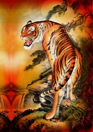 POSTER JUMBO UKURAN 100 X 70 CM TEMA HARIMAU / LUKISAN CETAK HARIMAU HR07 / POSTER CETAK HARIMAU / H