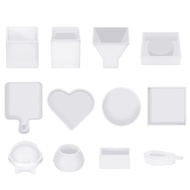 Resin Molds Silicone Kit 12PCS White Epoxy Resin Molds Resin Mold Including Pen Container, Tray, Love, Round