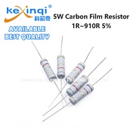 (5pcs) 5W Carbon Film Resistor 1R~910R 5% 2.2R 2.7R 3.3R 4.7R 10R 22R 27R 36R 47R 51R 68R 100R 200R 