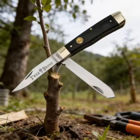 LIXIU Dual Grafting Knife – 7Cr17MoV+440 Mirror Blade + White Copper & Ox Bone – Garden, Budding, Pr