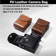Mini PU leather Camera Bag for Canon G7X Mark II III SX740 730 720 Ricoh GR3X for Sony ZV1 RX100 M5 