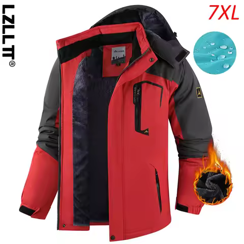 Winter Man Fleece Waterproof Outdoor Jacket Men Sport Windproof Detachable Hat Jackets Man Work Safa