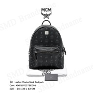 MCM กระเป๋าสะพายหนังสีดำ รุ่น Leather Visetos Stark Backpack  Code : MMK6SVE37BK001 Leather Visetos One